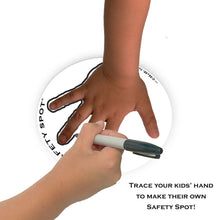 Safety Spot ™ MAGNET Blank - Kids Handprint for Car Parking Safety - WHITE Background Blank to trace your own kids' hand - Safety Spot