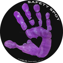 Safety SpotĀ® Vinyl DECAL Sticker - Kids Handprint for Car Parking Safety - BLACK Background - Safety Spot