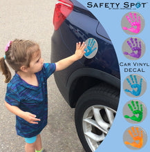 Safety SpotĀ® Vinyl DECAL Sticker - Kids Handprint for Car Parking Safety - GRAY Background - Safety Spot