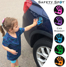 Safety Spot β’ MAGNET - Kids Handprint for Car Parking Lot Safety - BLACK Background - Safety Spot