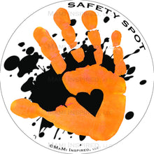 Safety Spot ™ MAGNET - Kids Handprint for Car Parking Safety - BLACK Splat with Colored Handprints - Safety Spot