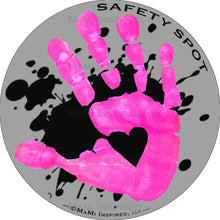 Safety Spot ™ MAGNET - Kids Handprint for Car Parking Safety - BLACK Splat on GRAY Background - Safety Spot