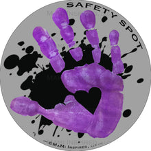 Safety Spot ™ MAGNET - Kids Handprint for Car Parking Safety - BLACK Splat on GRAY Background - Safety Spot