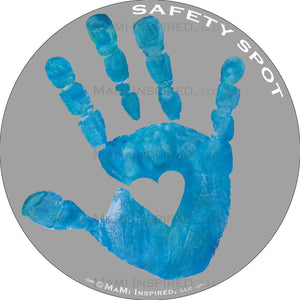Safety Spot ™ MAGNET - Kids Handprint for Car Parking Safety - GRAY Background - Safety Spot