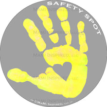 Safety Spot β’ MAGNET - Kids Handprint for Car Parking Safety - GRAY Background - Safety Spot