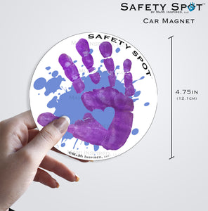 Safety Spot ™ MAGNET - Kids Handprint for Car Parking Safety - Purple, Blue SPLAT - Safety Spot