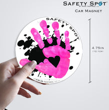 Safety Spot ™ MAGNET - Kids Handprint for Car Parking Safety - BLACK Splat with Colored Handprints - Safety Spot