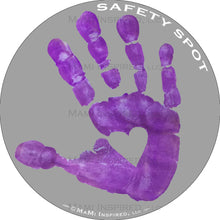 Safety SpotĀ® Vinyl DECAL Sticker - Kids Handprint for Car Parking Safety - GRAY Background - Safety Spot