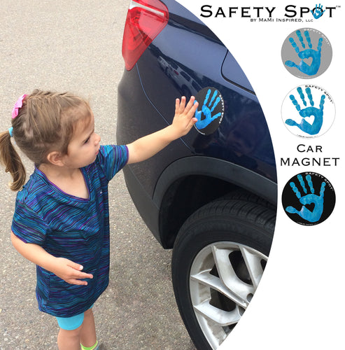 Safety Spot ™ MAGNET - Kids Handprint for Car Parking Lot Safety - Handprint BLUE - Safety Spot
