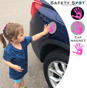 Safety Spot ™ MAGNET - Kids Handprint for Car Parking Lot Safety - Handprint PINK - Safety Spot
