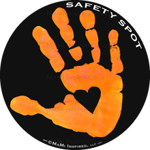 Safety Spot® Vinyl DECAL Sticker - Kids Handprint for Car Parking Safety - BLACK Background - Safety Spot
