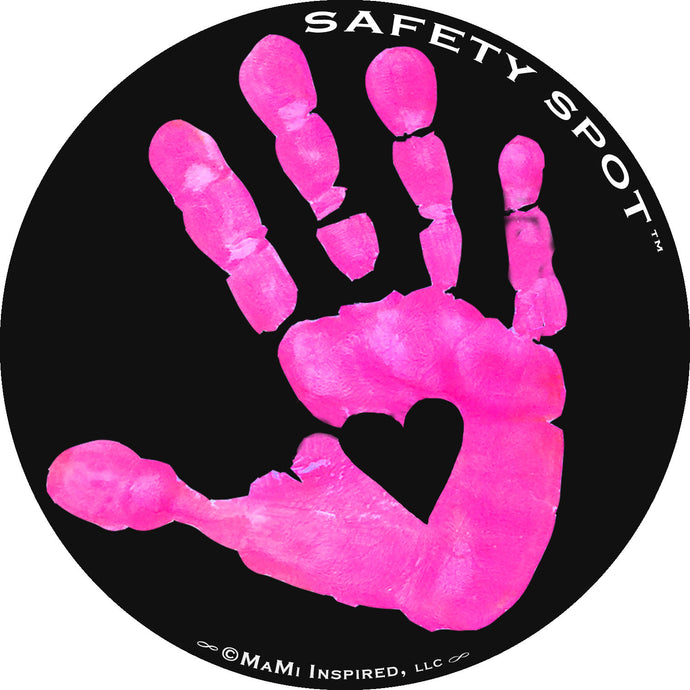 Safety Spot ™ MAGNET - Kids Handprint for Car Parking Lot Safety - BLACK Background - Safety Spot
