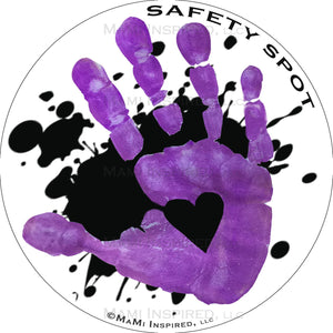 Safety Spot ™ MAGNET - Kids Handprint for Car Parking Safety - BLACK Splat with Colored Handprints - Safety Spot