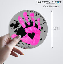 Safety Spot ™ MAGNET - Kids Handprint for Car Parking Safety - BLACK Splat on GRAY Background - Safety Spot